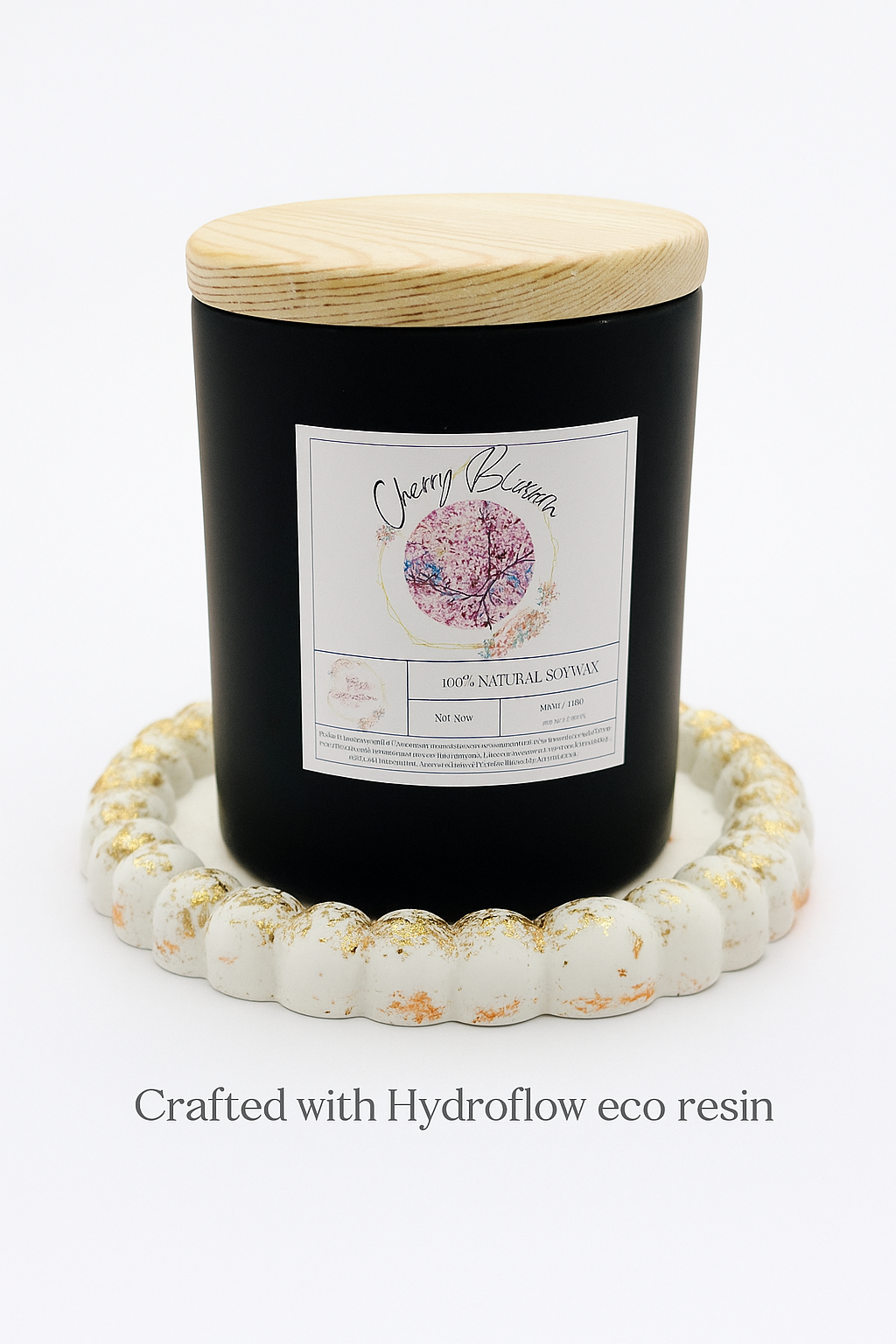 Eco Resin Bubble Candle Tray – Cream & Copper Round Tray for Candles, Wax Melts & Diffusers
