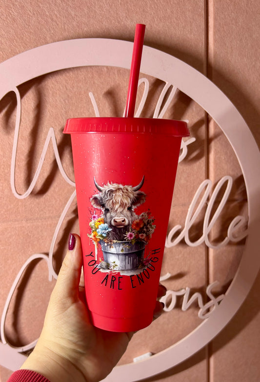 ❤️ “You Are Enough” Cold Cup – 24oz