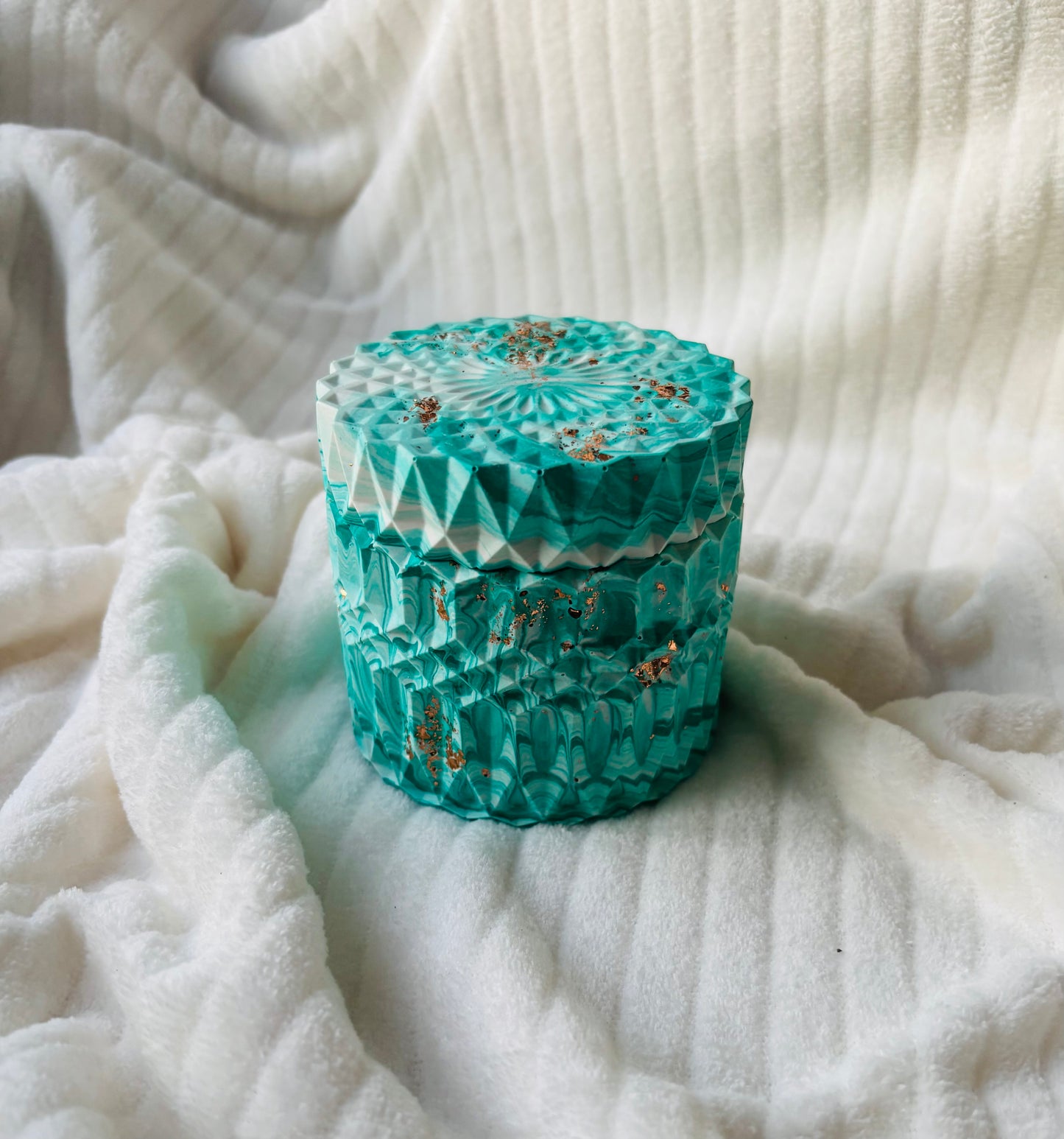 Luxury Handmade Soy Candle in Green Marble Eco-Resin Jar | Double Wick