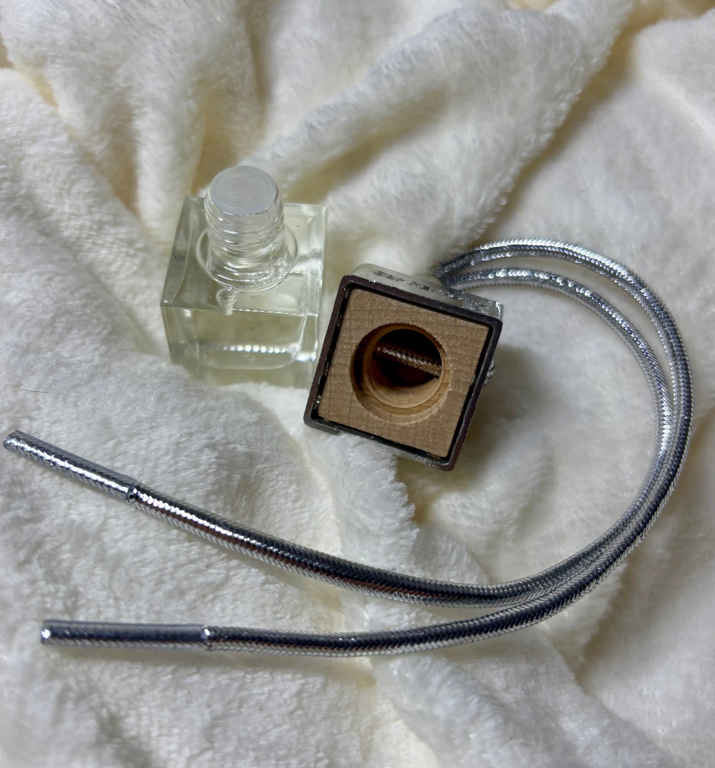 Luxury Car Diffuser | Square Glass Bottle with Silver Cork Lid | Long-Lasting Fragrance