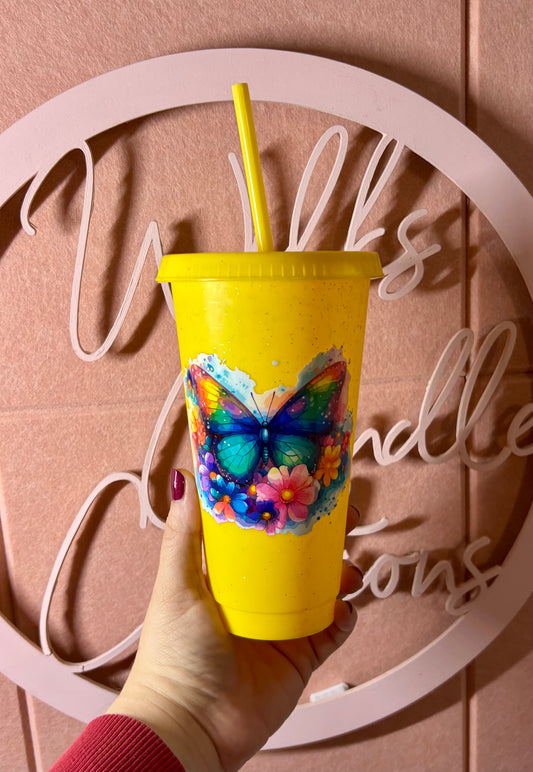💛 Rainbow Butterfly Cold Cup – 24oz