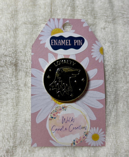 Loyalty Badger Enamel Pin – Black & Gold Animal Crest Badge