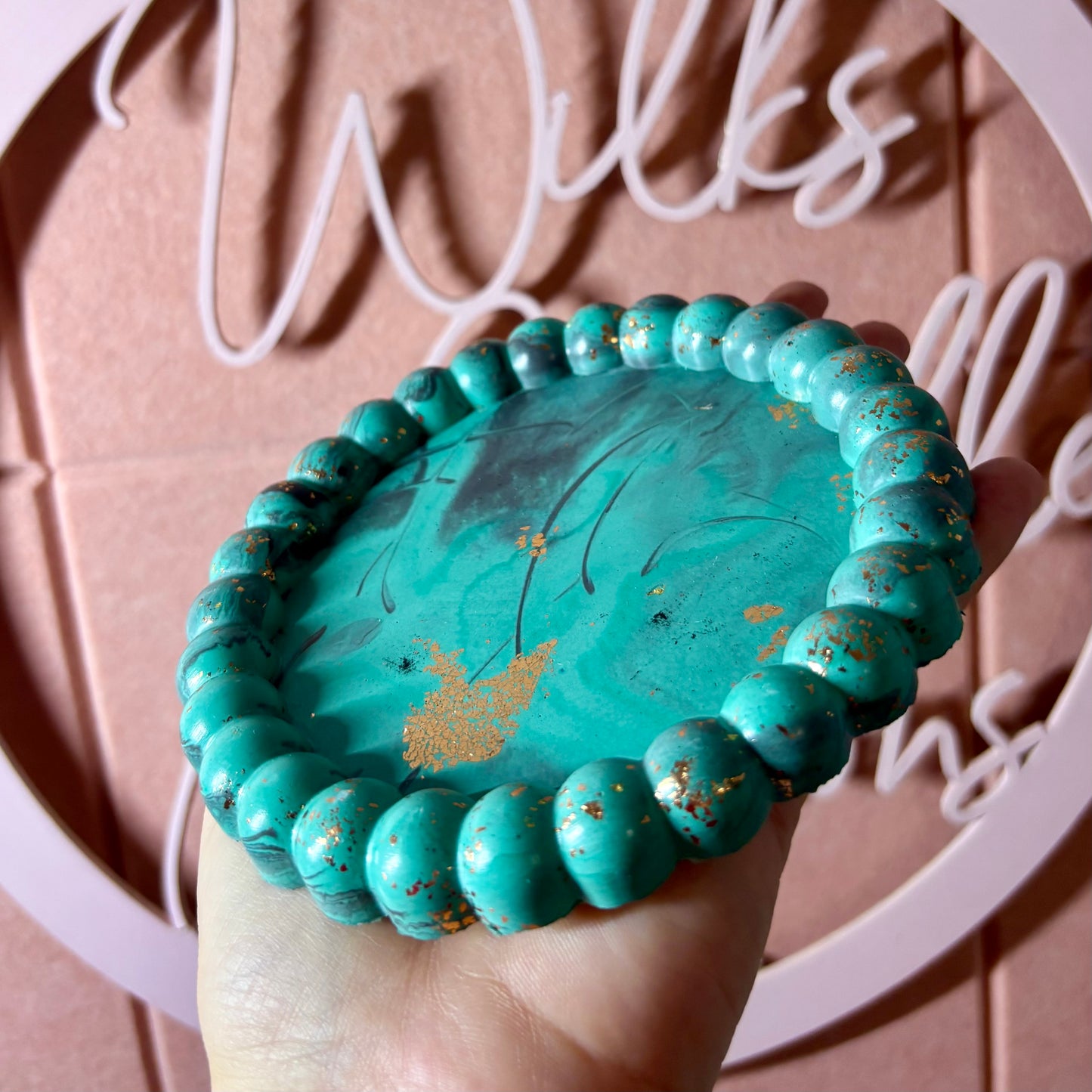 💚 Perfectly Imperfect Beaded Tray – Teal & Gold Edition Seconds Sale