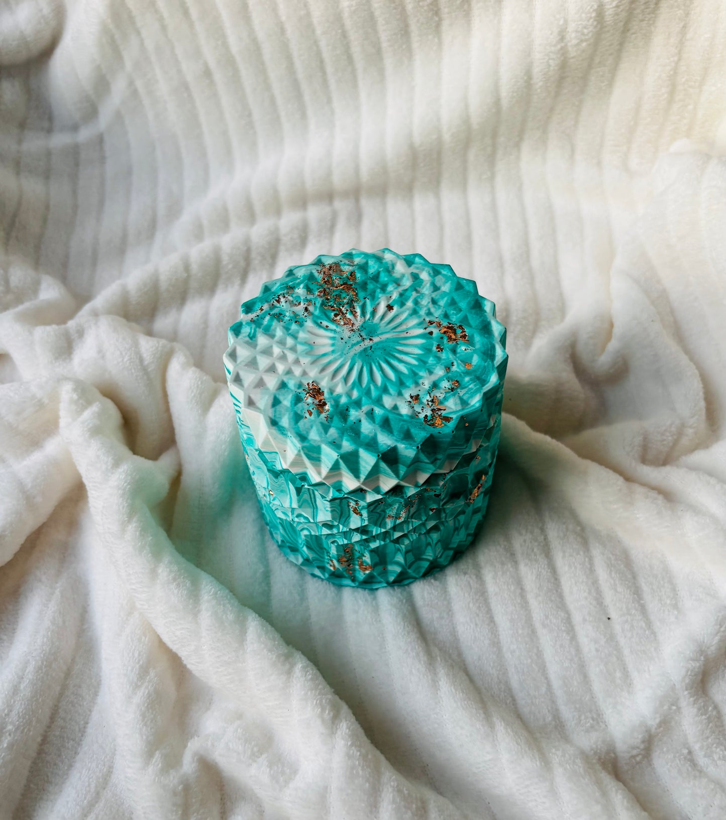 Luxury Handmade Soy Candle in Green Marble Eco-Resin Jar | Double Wick