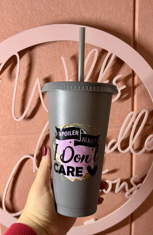 🖤 “Spoiler Alert: I Don’t Care” Cold Cup – 24oz