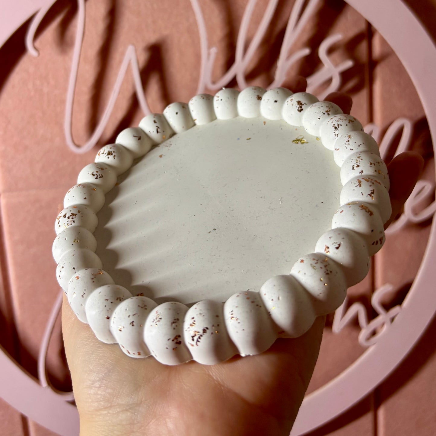 🤍 Perfectly Imperfect Beaded Tray – White & Gold Edition (Seconds Sale)