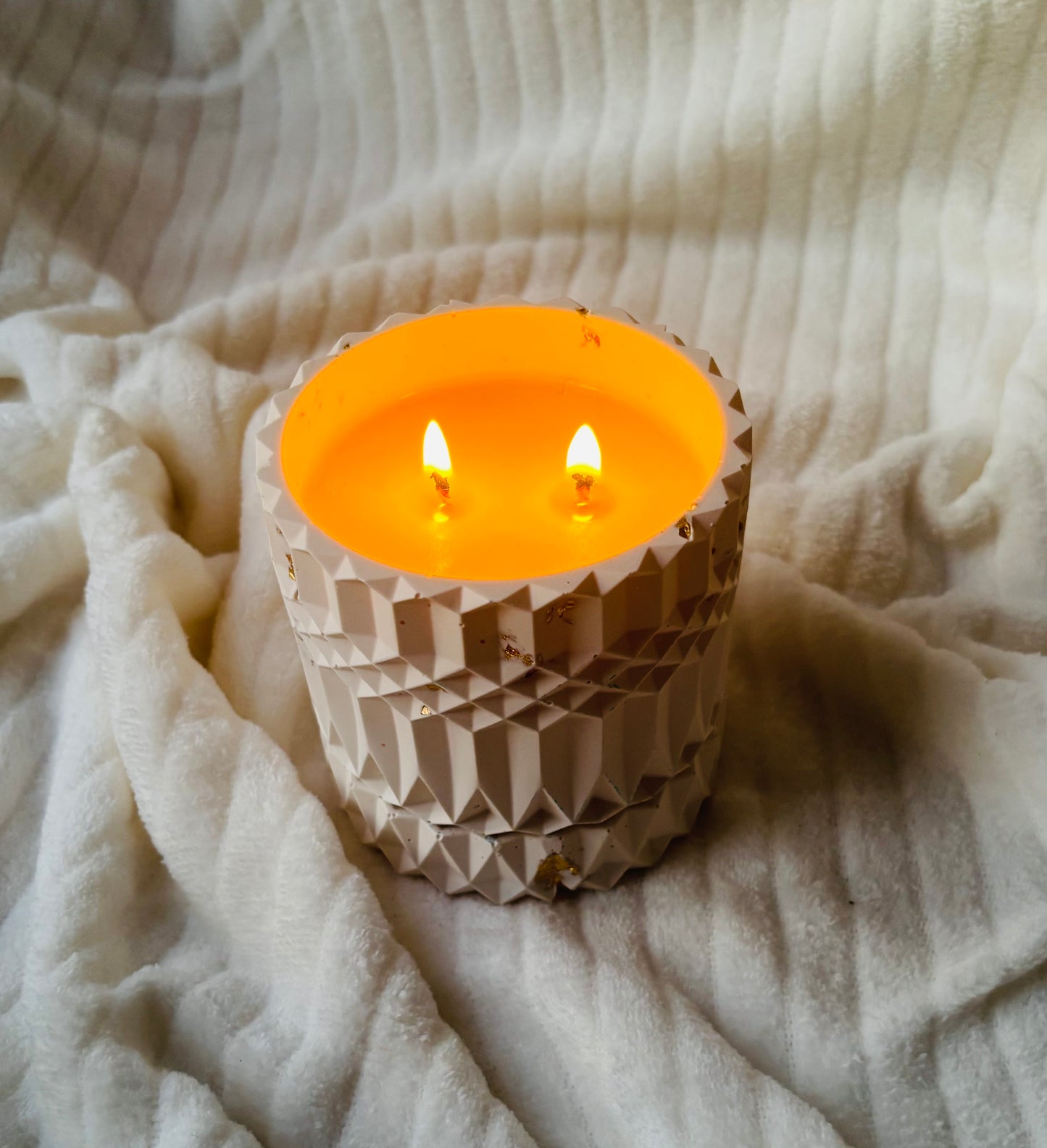 Luxury Handmade Soy Candle in Cream Eco-Resin Jar | Double Wick