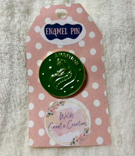 Ambition Snake Enamel Pin – Green & Gold Crest Badge