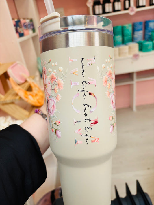 🌷 Mam Life, Best Life Tumbler – 40oz Stanley Style Cup