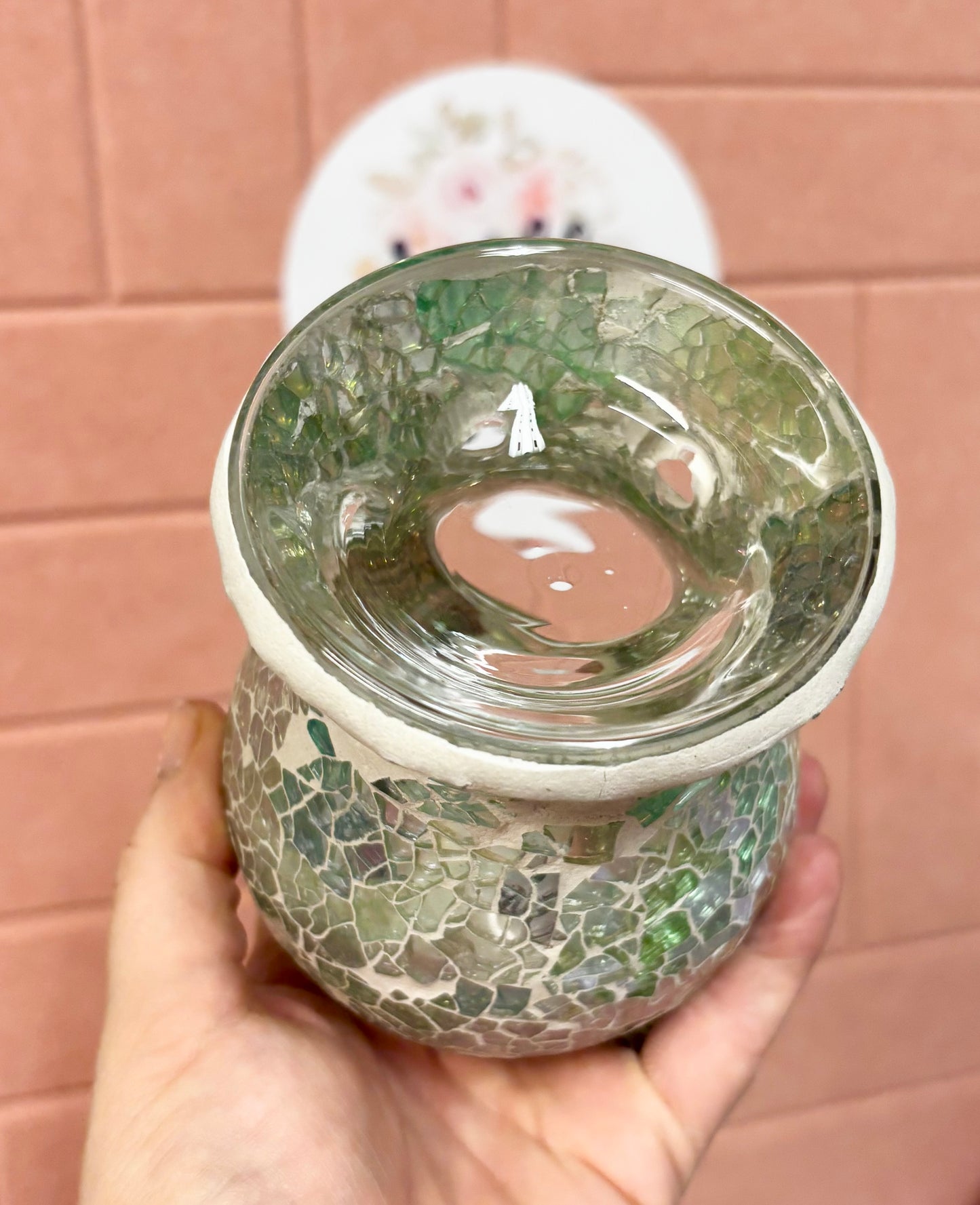 Silver Mosaic Wax Melt Burner | Glass Wax Melt Warmer