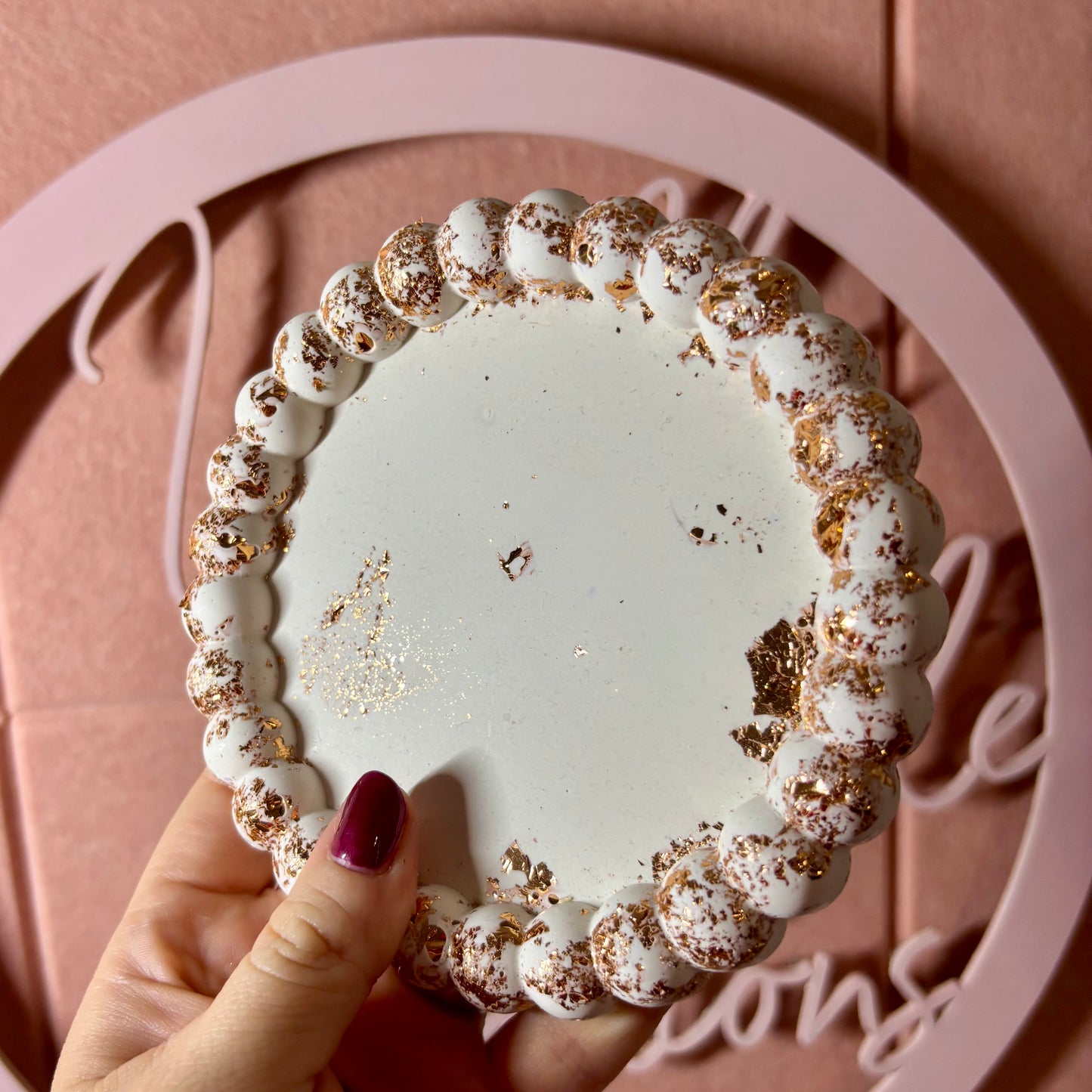 ✨ Perfectly Imperfect Beaded Tray – Luxe Gold Leaf Edition (Seconds Sale)