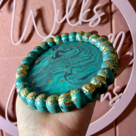 💚 Perfectly Imperfect Beaded Tray – Teal & Gold Edition Seconds Sale