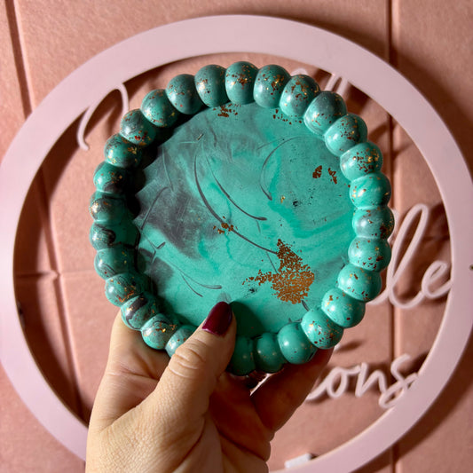 💚 Perfectly Imperfect Beaded Tray – Teal & Gold Edition Seconds Sale