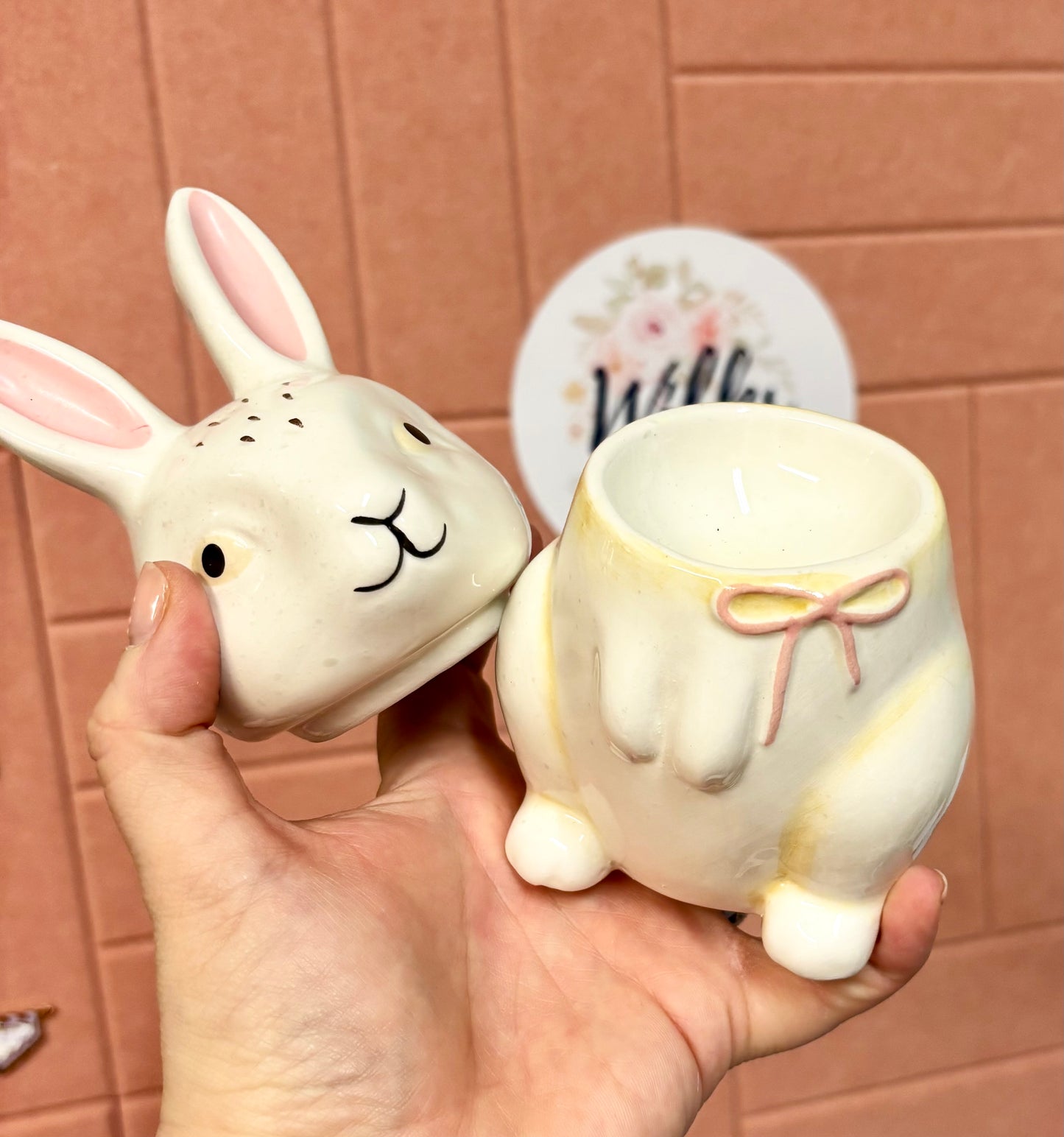 Ceramic Bunny Wax Melt Burner With Lid | Rabbit Wax Melter