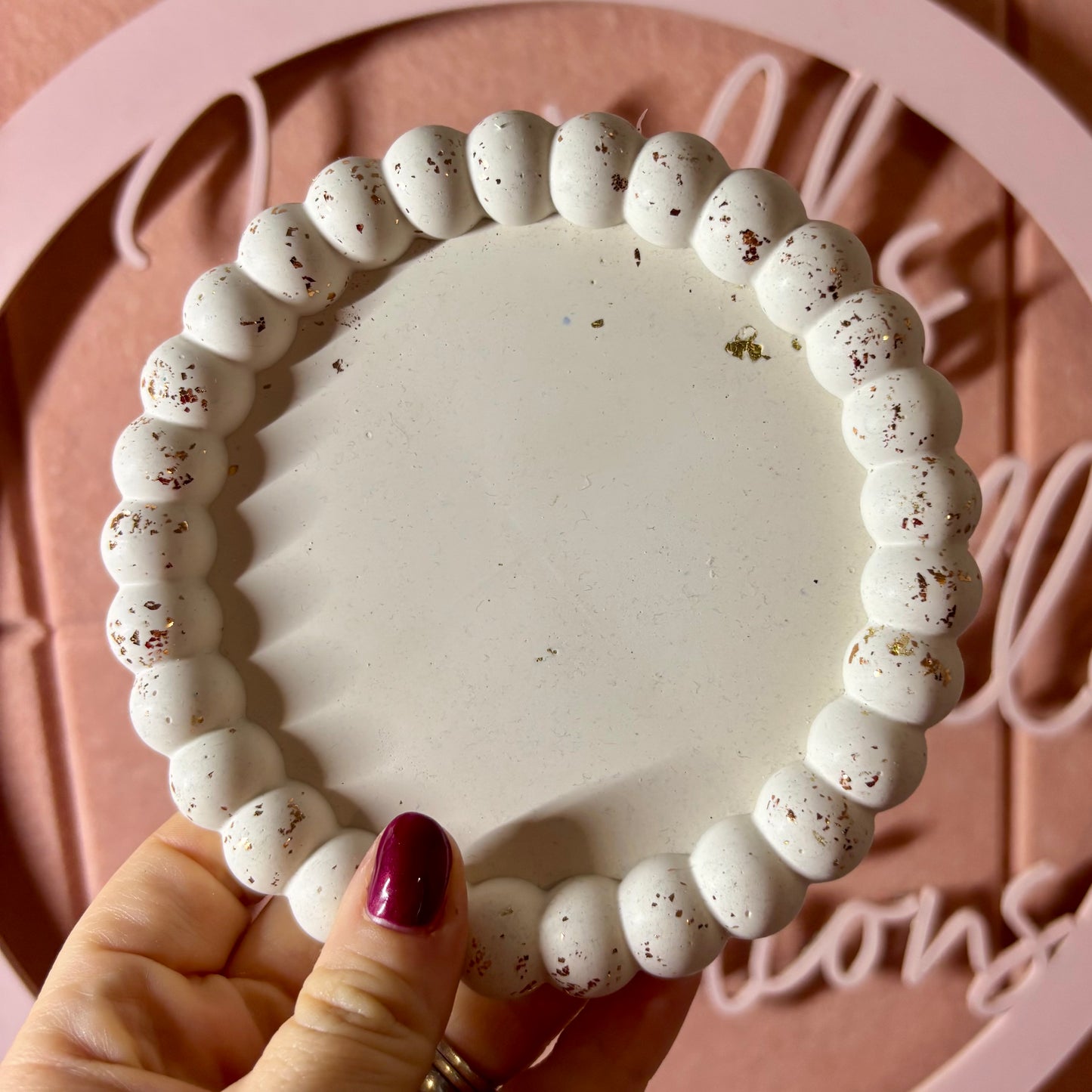 🤍 Perfectly Imperfect Beaded Tray – White & Gold Edition (Seconds Sale)