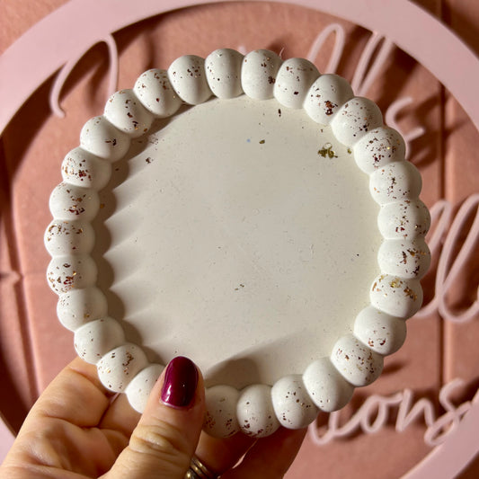 🤍 Perfectly Imperfect Beaded Tray – White & Gold Edition (Seconds Sale)