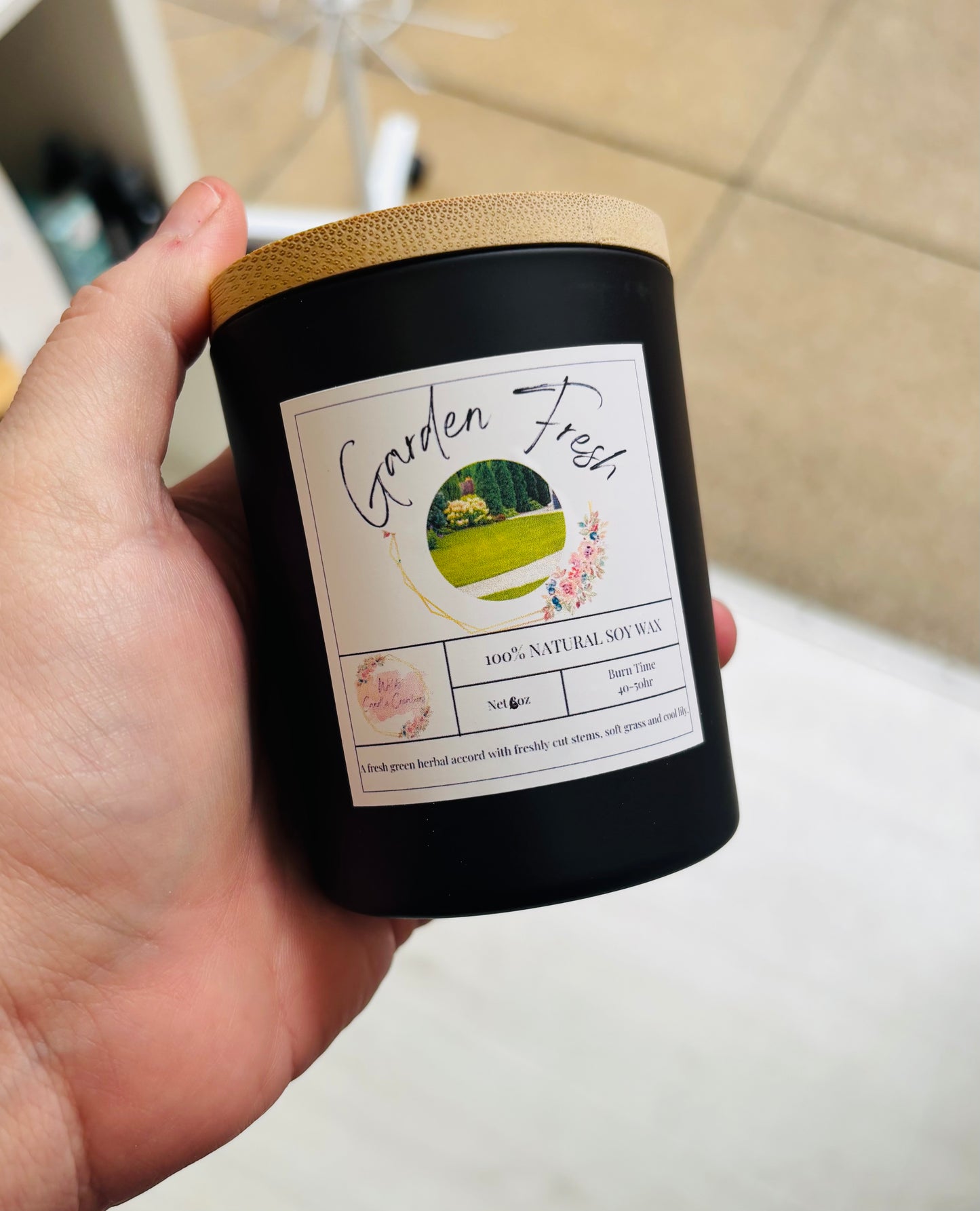 Garden Fresh Soy Candle | Black Jar with Bamboo Lid | Hand-Poured 6oz