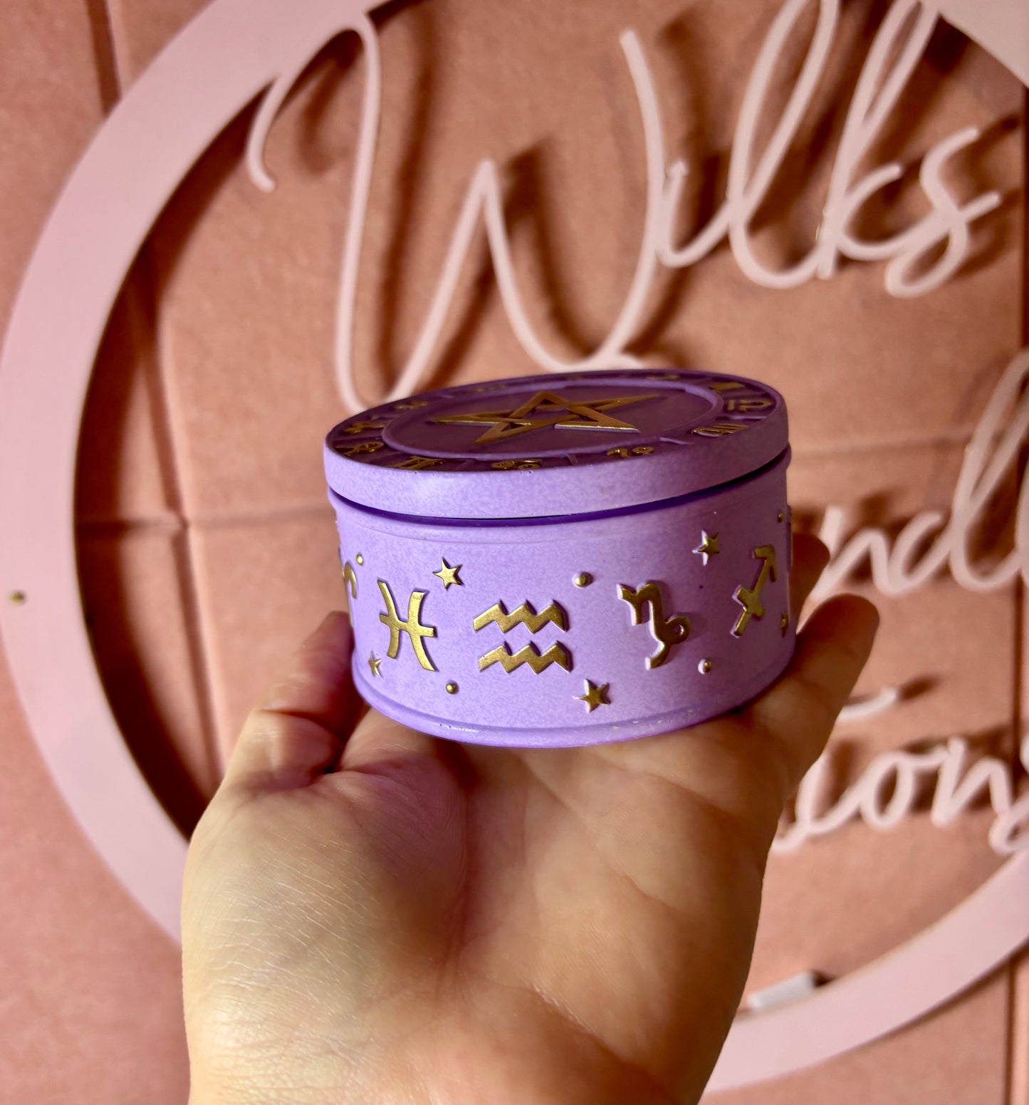 🔮 Perfectly Imperfect Purple Zodiac Trinket Box – Seconds Sale