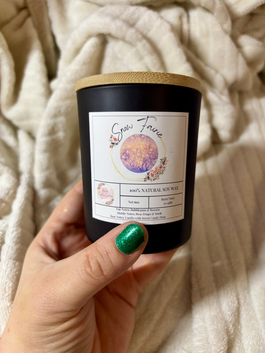 Snow Fairy Soy Candle | Black Jar with Bamboo Lid | Hand-Poured 6oz