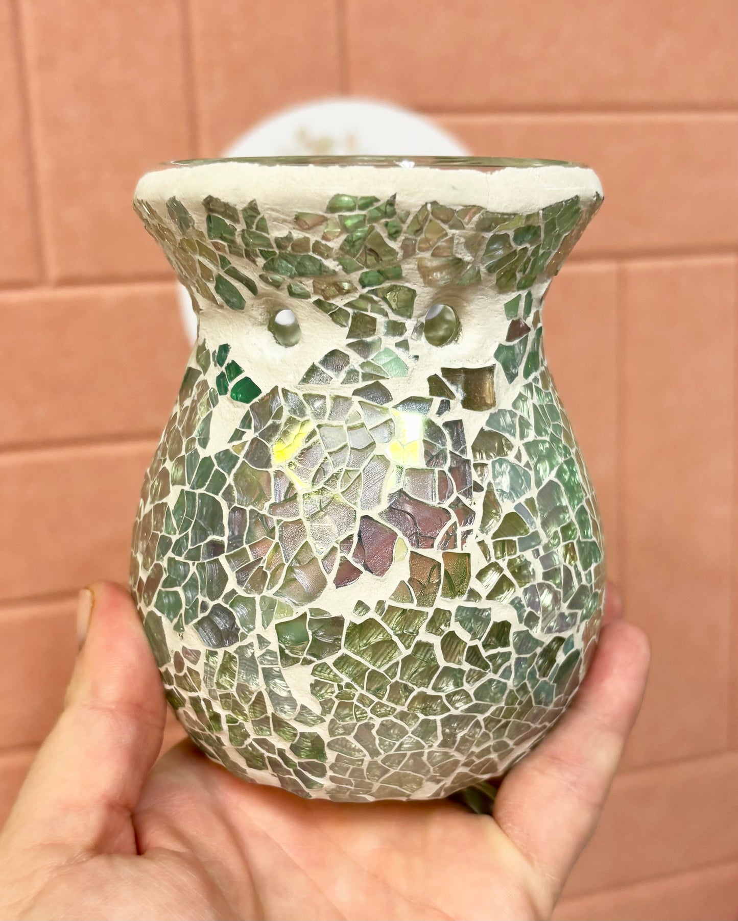 Silver Mosaic Wax Melt Burner | Glass Wax Melt Warmer