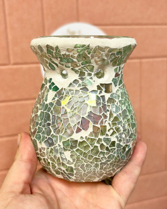 Silver Mosaic Wax Melt Burner | Glass Wax Melt Warmer