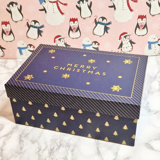 💙 Blue & Gold Christmas Gift Box – Luxury Handmade Candle & Wax Melt Gift Set