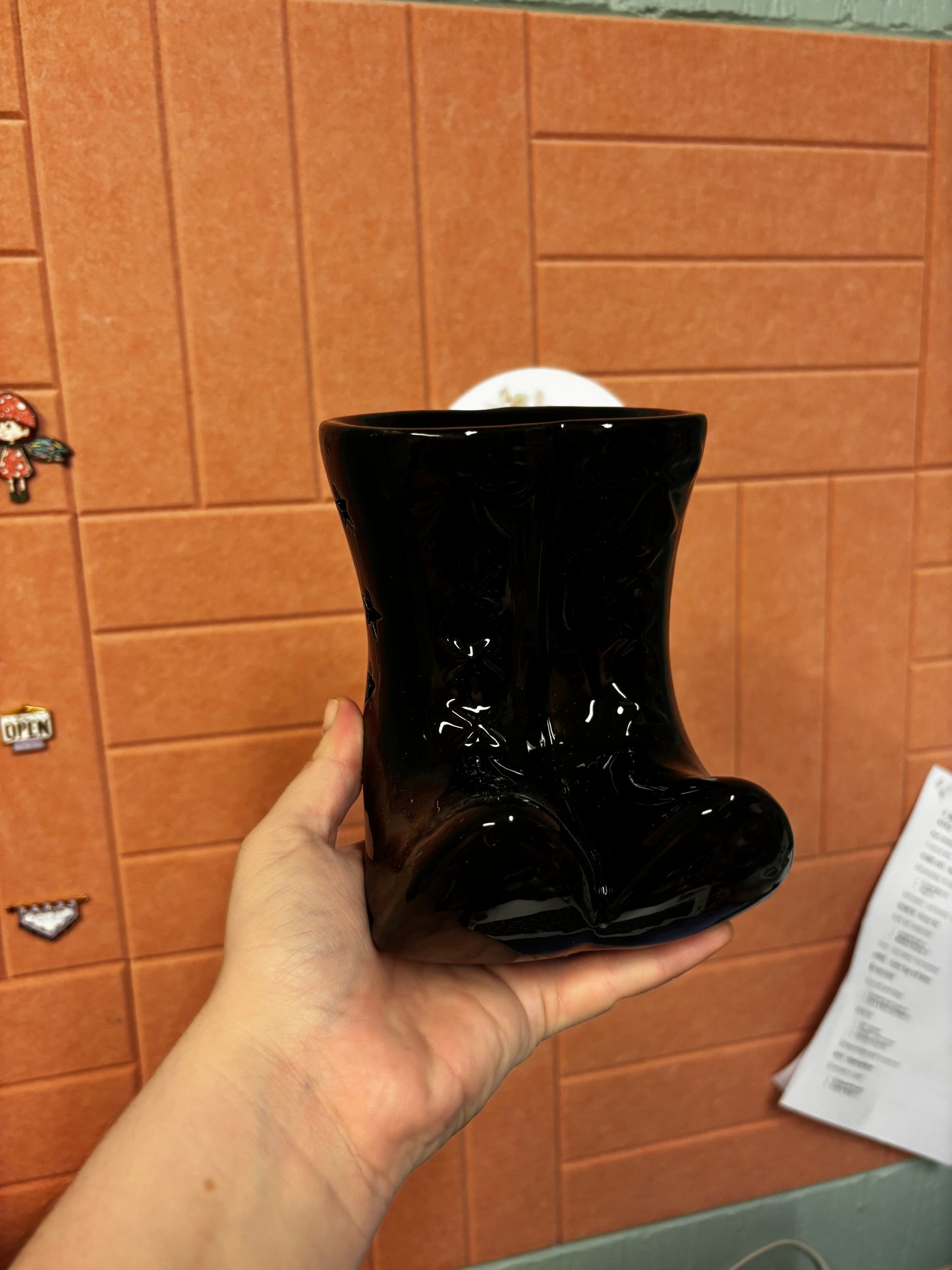 Black Witch Boot Wax Melt Burner | Ceramic Star Cut Wax Melter