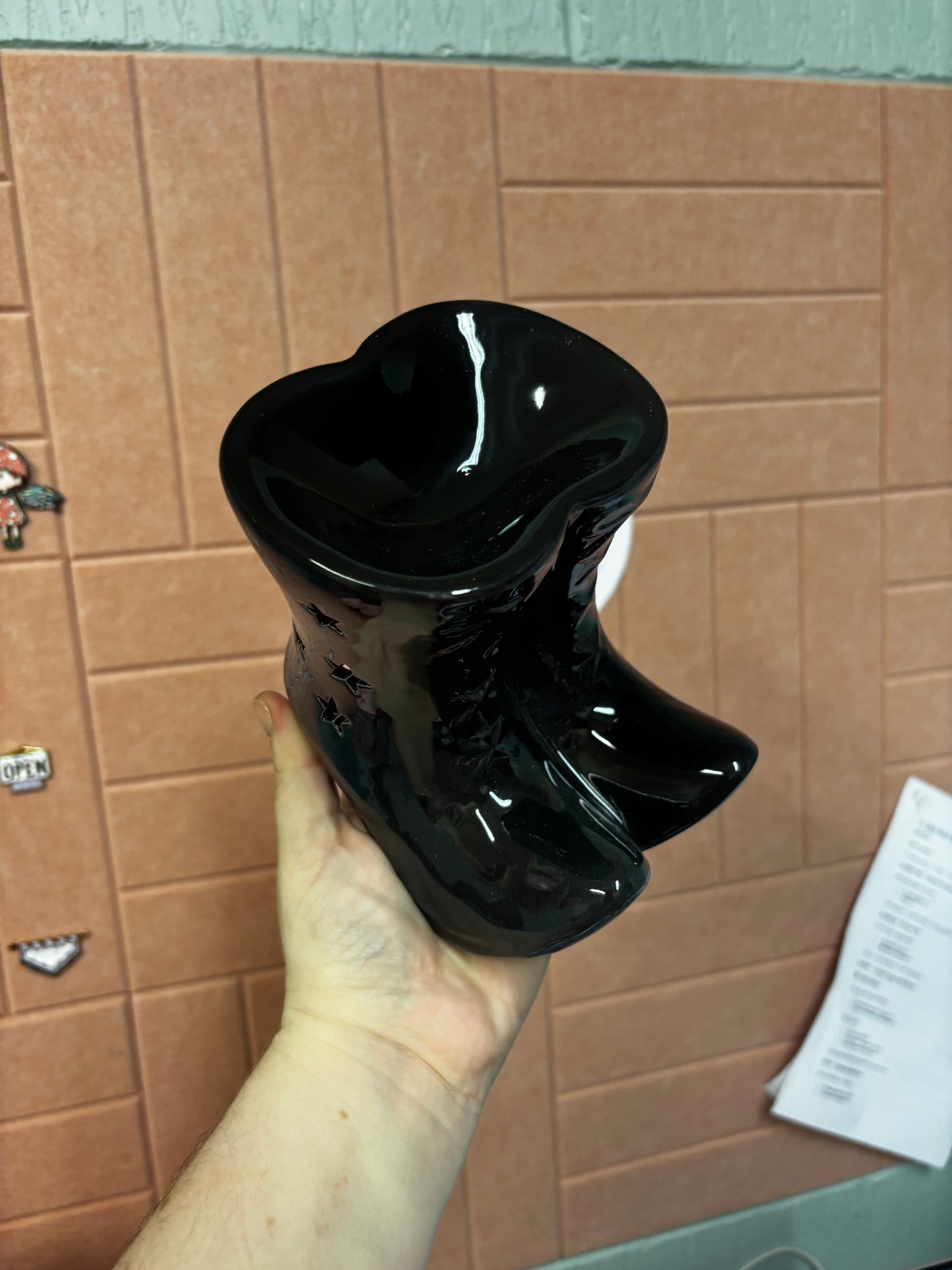 Black Witch Boot Wax Melt Burner | Ceramic Star Cut Wax Melter